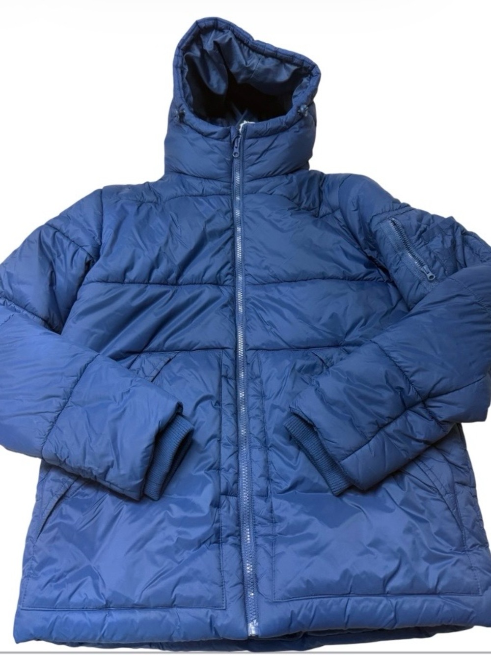 Banana Republic Unisex Navy Blue Puffer Jacket with Hood. Size Small